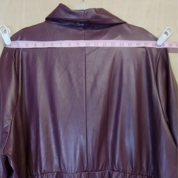 Eloquii belted vegan leather trench jacket coat in burgundy wine Plus size 28 - Picture 12 of 13